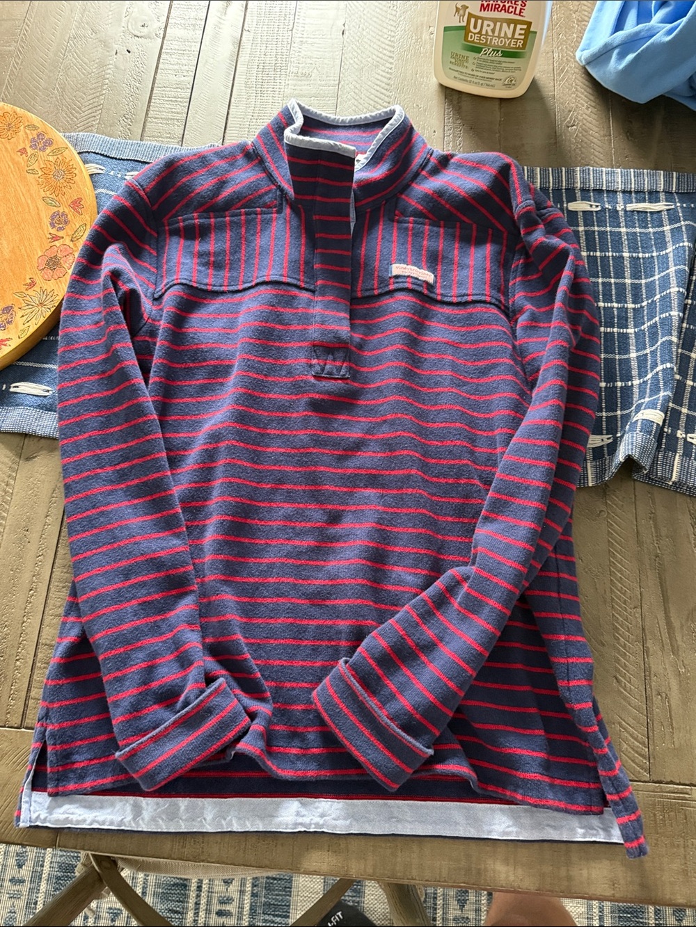 Navy & Red Striped Quarter-Zip Sweater vineyard vines